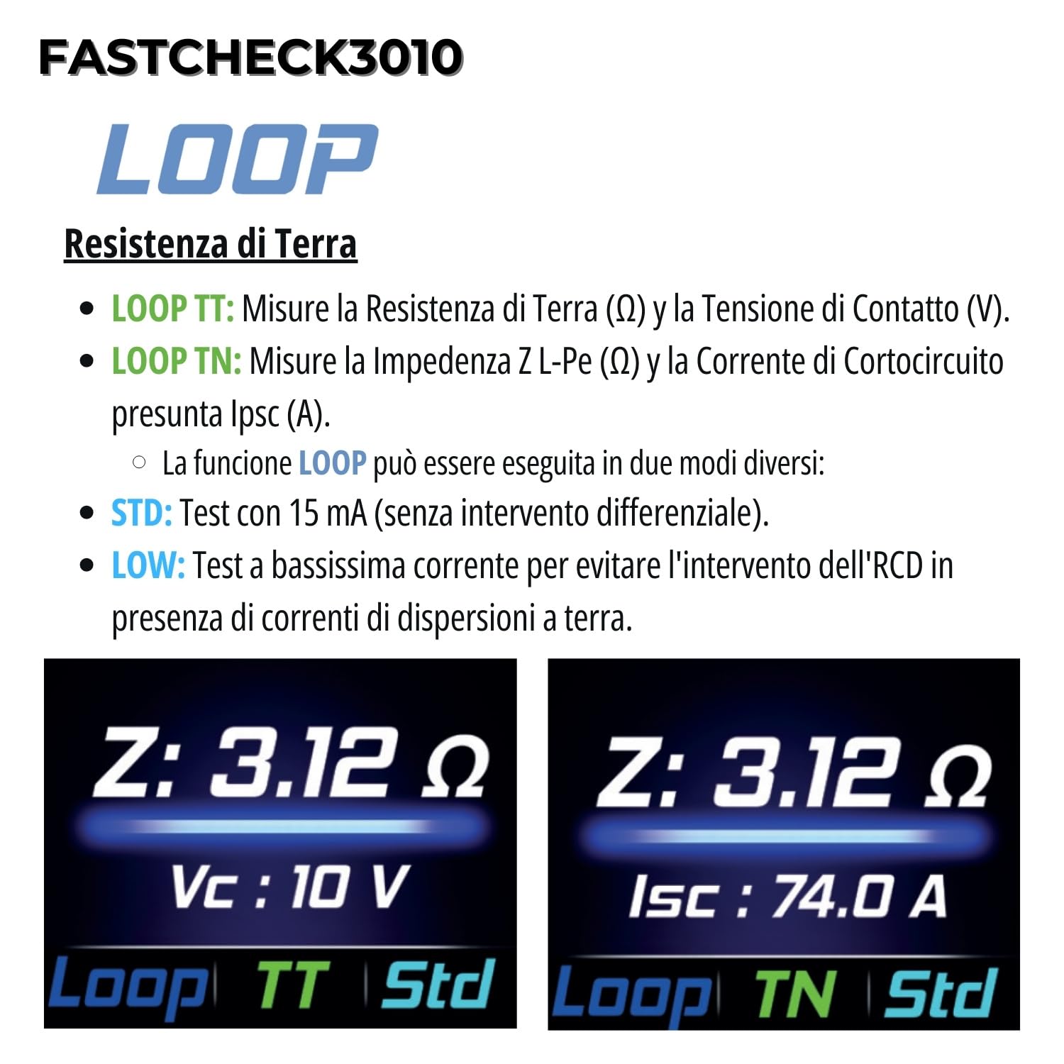 KPS FASTCHECK3010 Tester Multifunzione RCD Loop Prese App