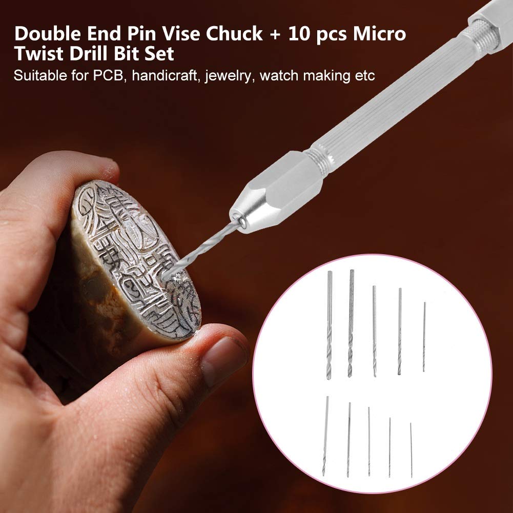 TICFOX mini trapano a mano modellismo 0,5-3,2mm 10 punte