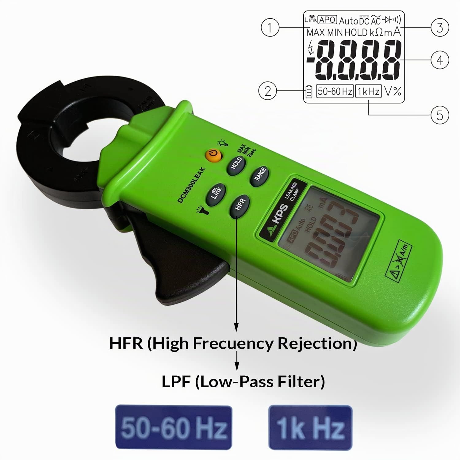 KPS DCM300LEAK pinza dispersione TRMS 60A Bluetooth LPF