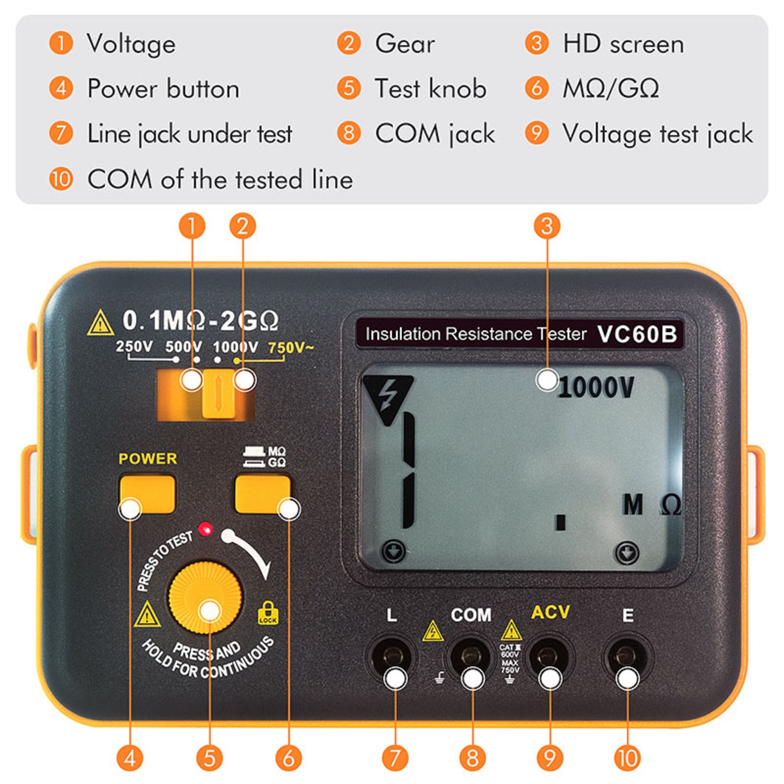 E-One VC60B megaohmetro tester isolamento 1000V