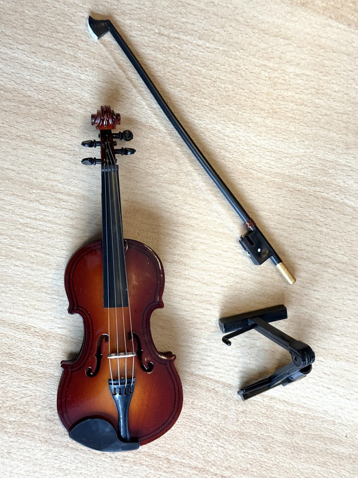 Ticfox Modello Mini Violino Legno con Supporto Nero