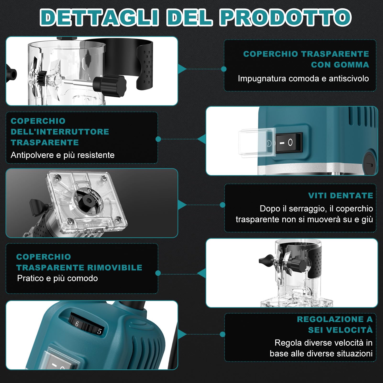 TICFOX rifilatore fresatrice verticale 800W 15 frese