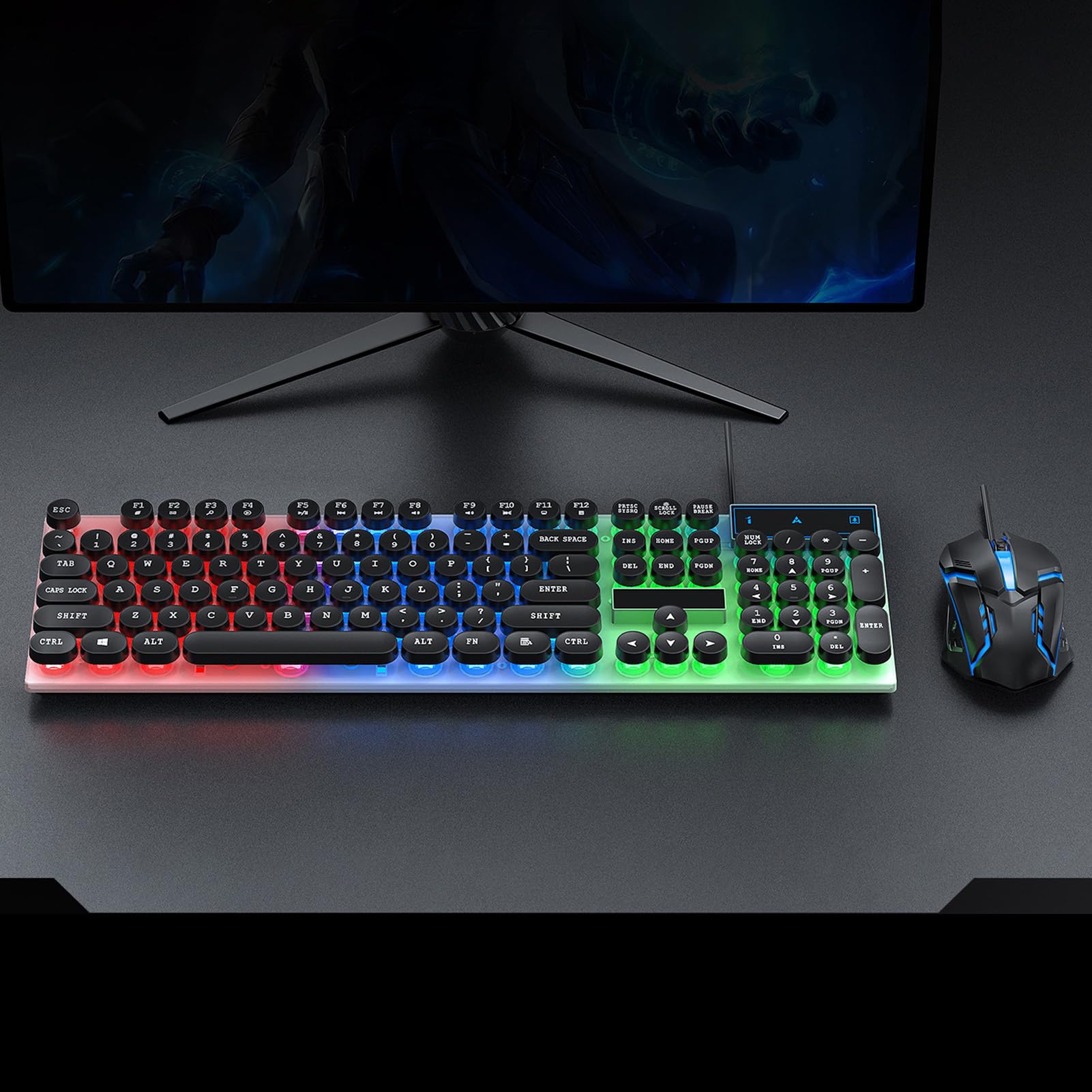 TICFOX Set Tastiera e Mouse Gaming RGB Nero 104 Tasti 1000 DPI