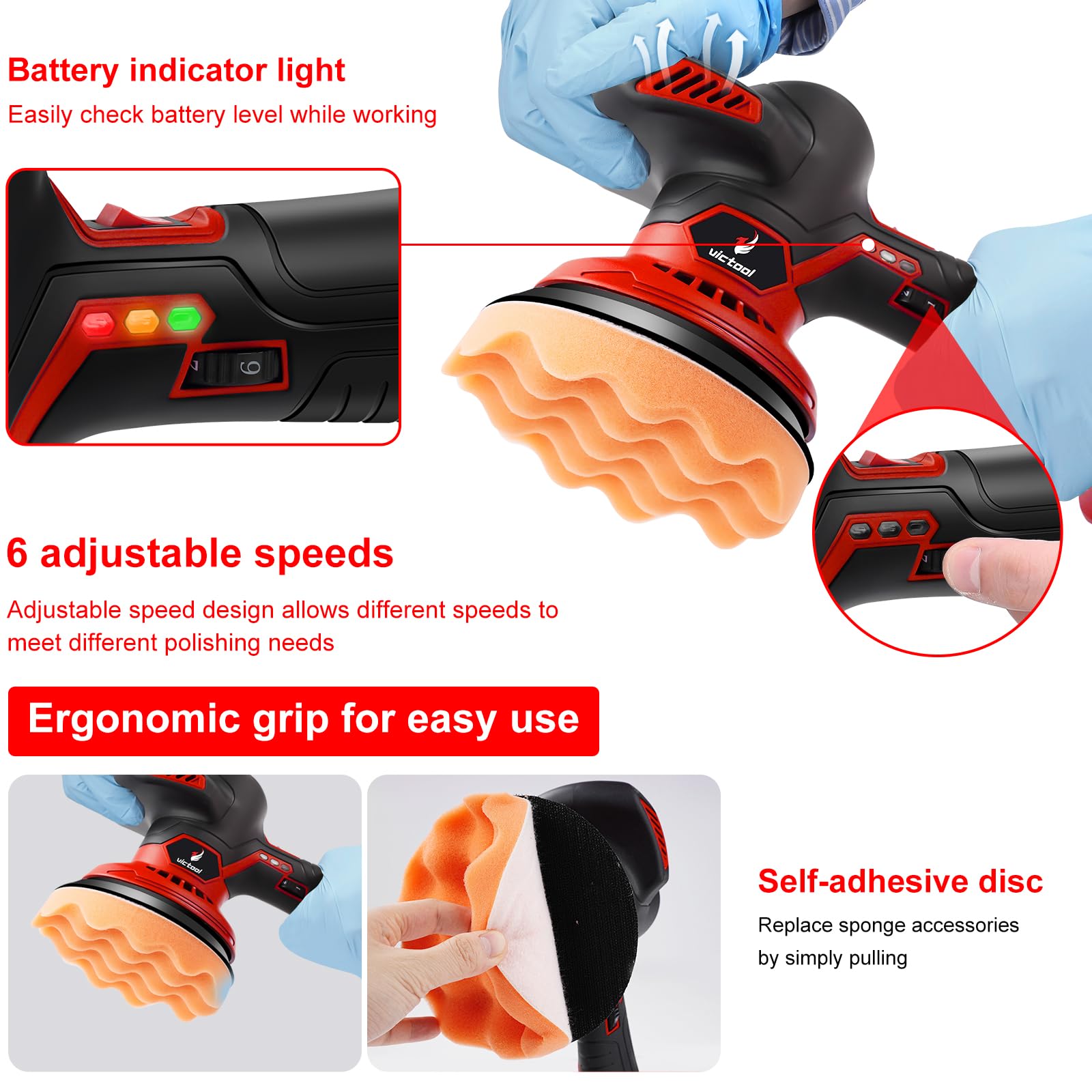TICFOX lucidatrice auto batteria 21V 6 velocita