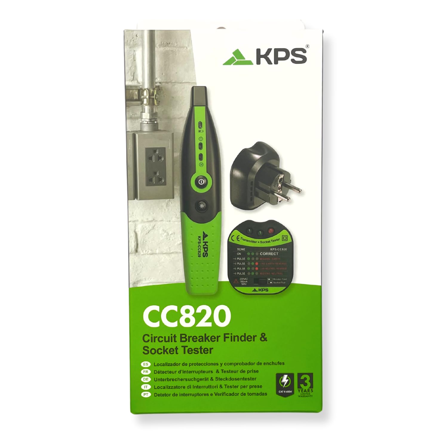 KPS CC820 tester prese Schuko localizzatore interruttori