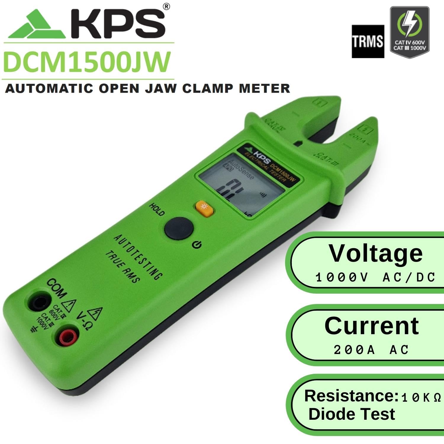 KPS DCM1500JW pinza amperometrica TRMS 200A CAT IV