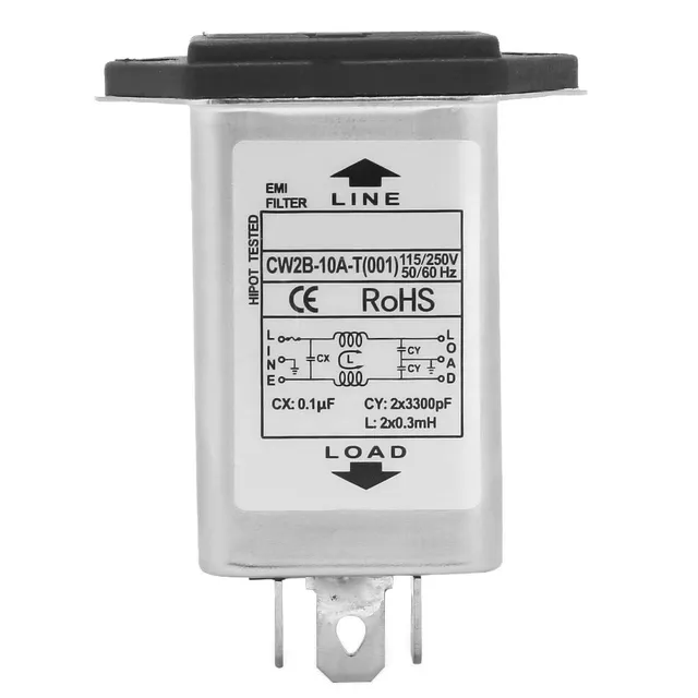 TICFOX CW2B-10A-T Filtro EMI Monofase 10A con Fusibile