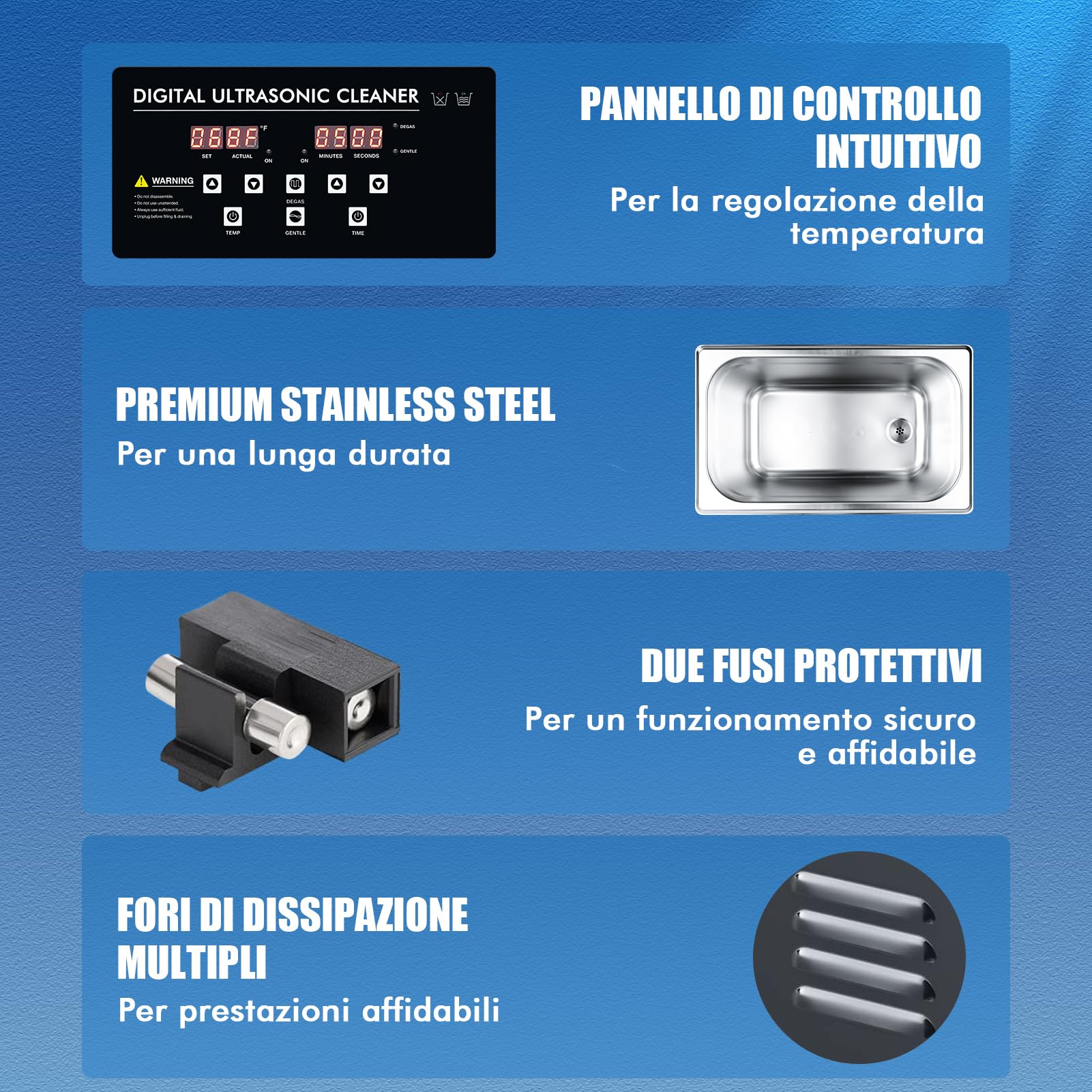 TICFOX pulitore ultrasuoni riscaldato 3L 120W