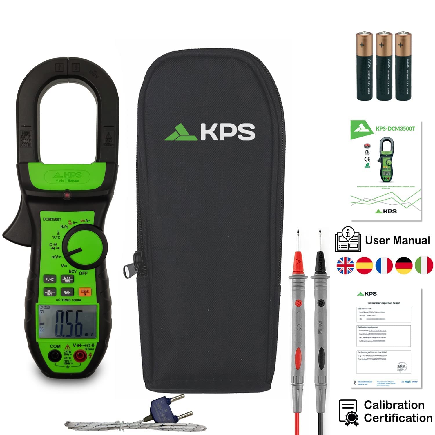 KPS DCM3500T Pinza Amperometrica TRMS 1000A 6000 Punti