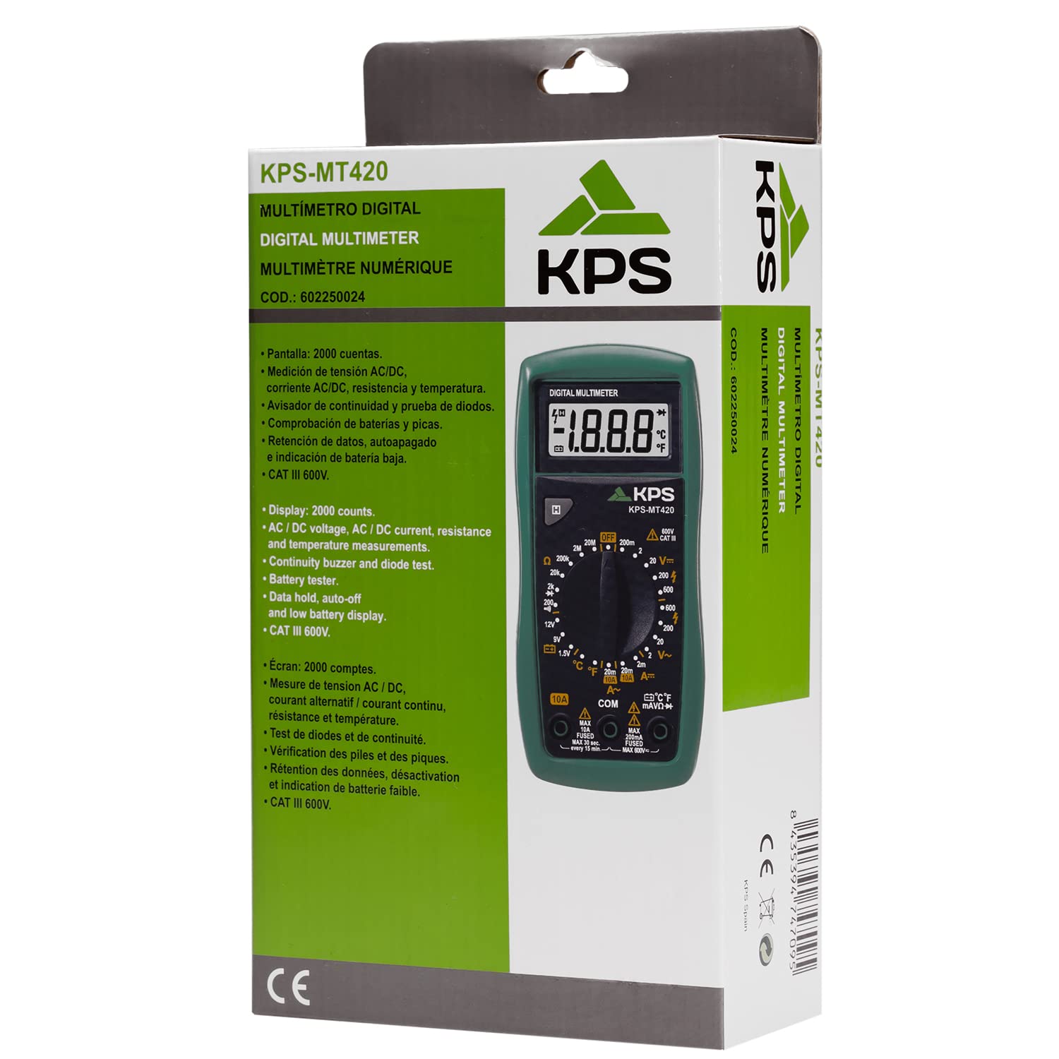 KPS MT420 Multimetro Digitale 600V 10A Temperatura