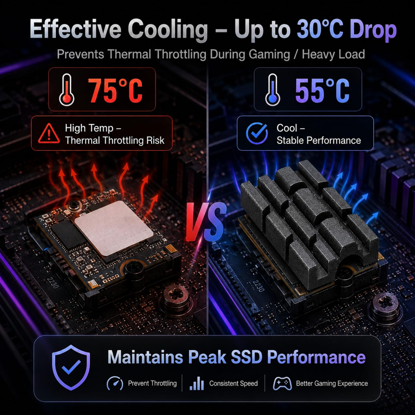 TICFOX Dissipatore SSD M.2 2230 Alluminio Nero