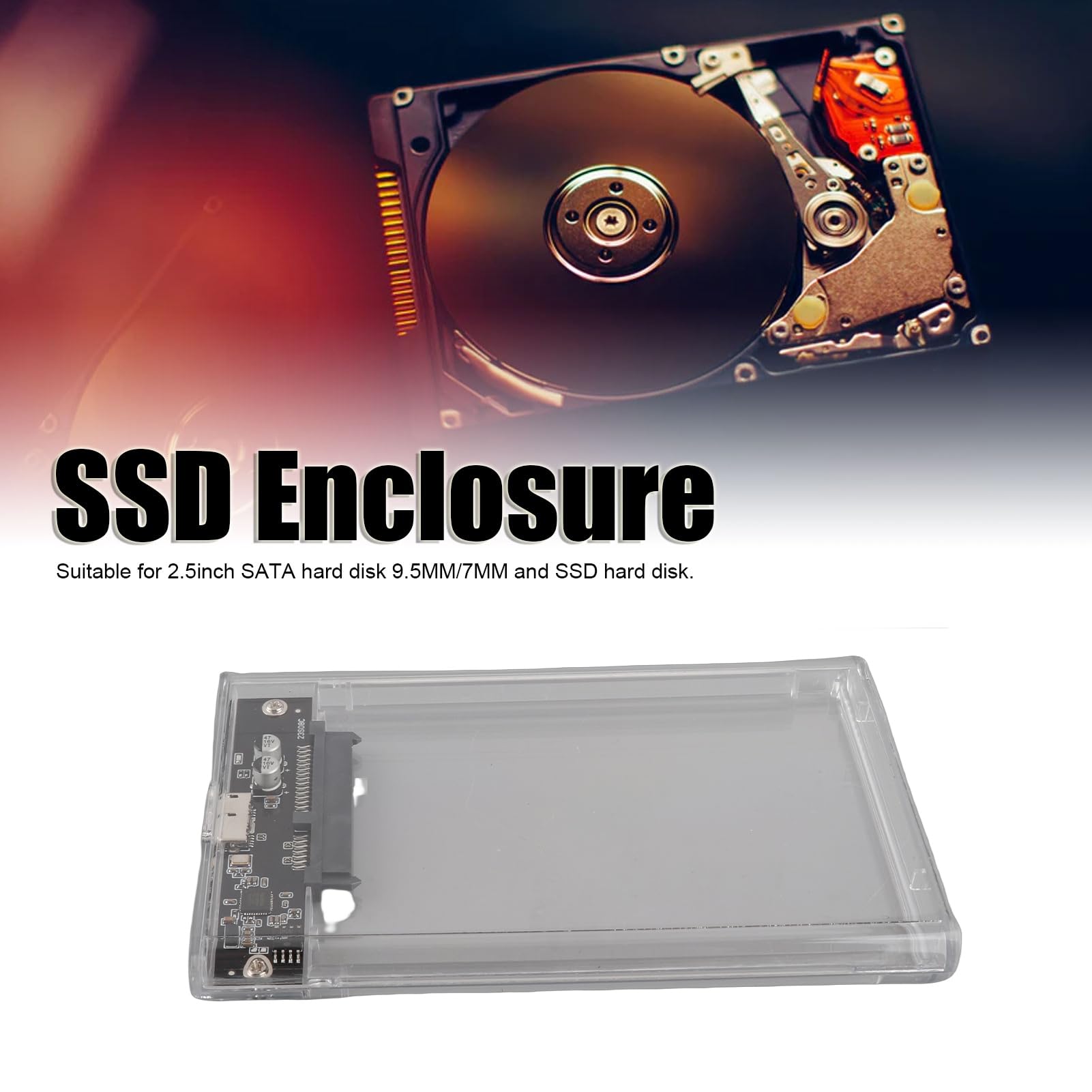 TICFOX Box Esterno Hard Disk 2,5" SATA USB 3.0 Trasparente