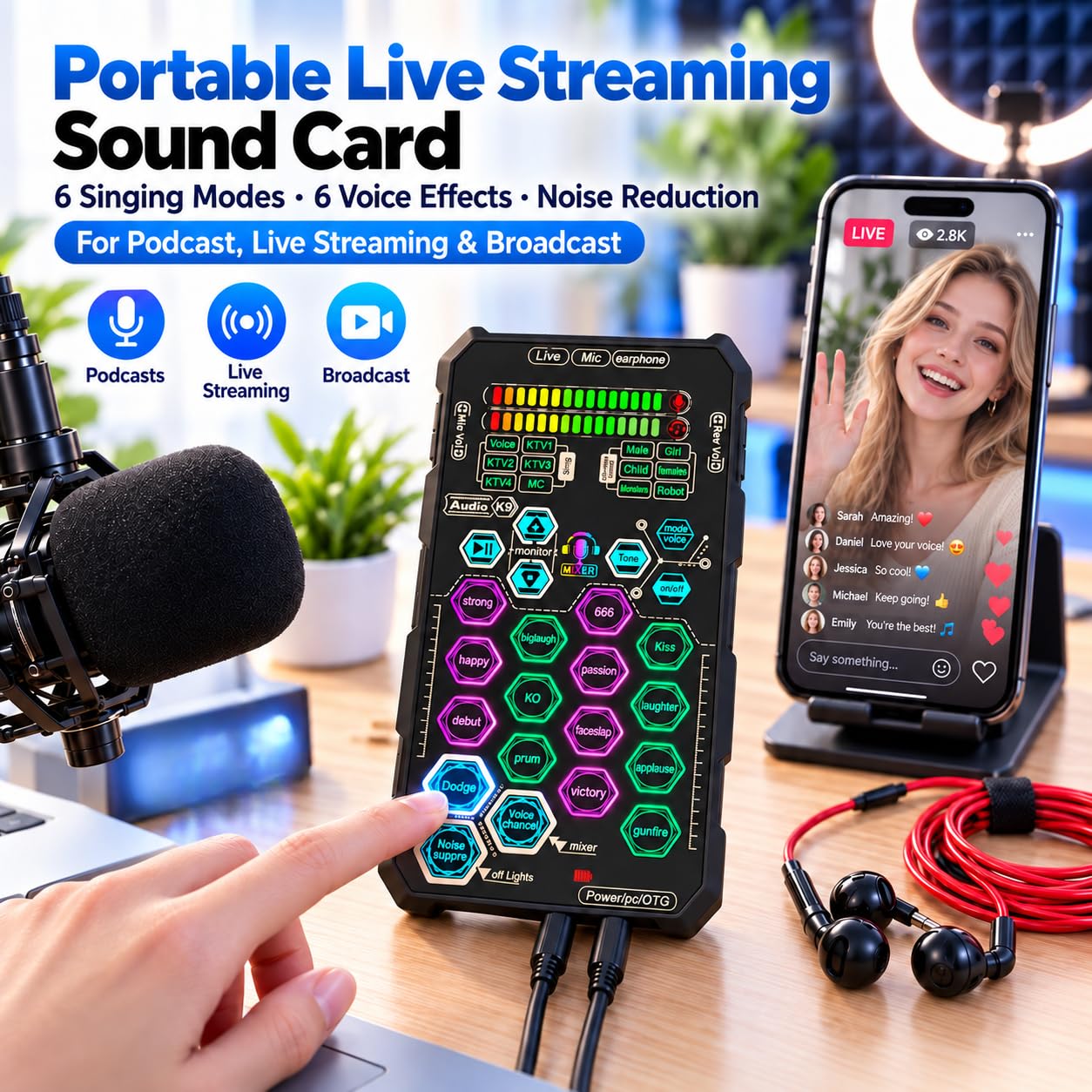 Ticfox scheda audio live palmare 6 voci karaoke ABS