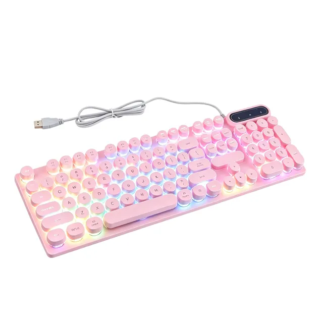 TICFOX Tastiera Gaming USB 104 Tasti Retroilluminata Rosa