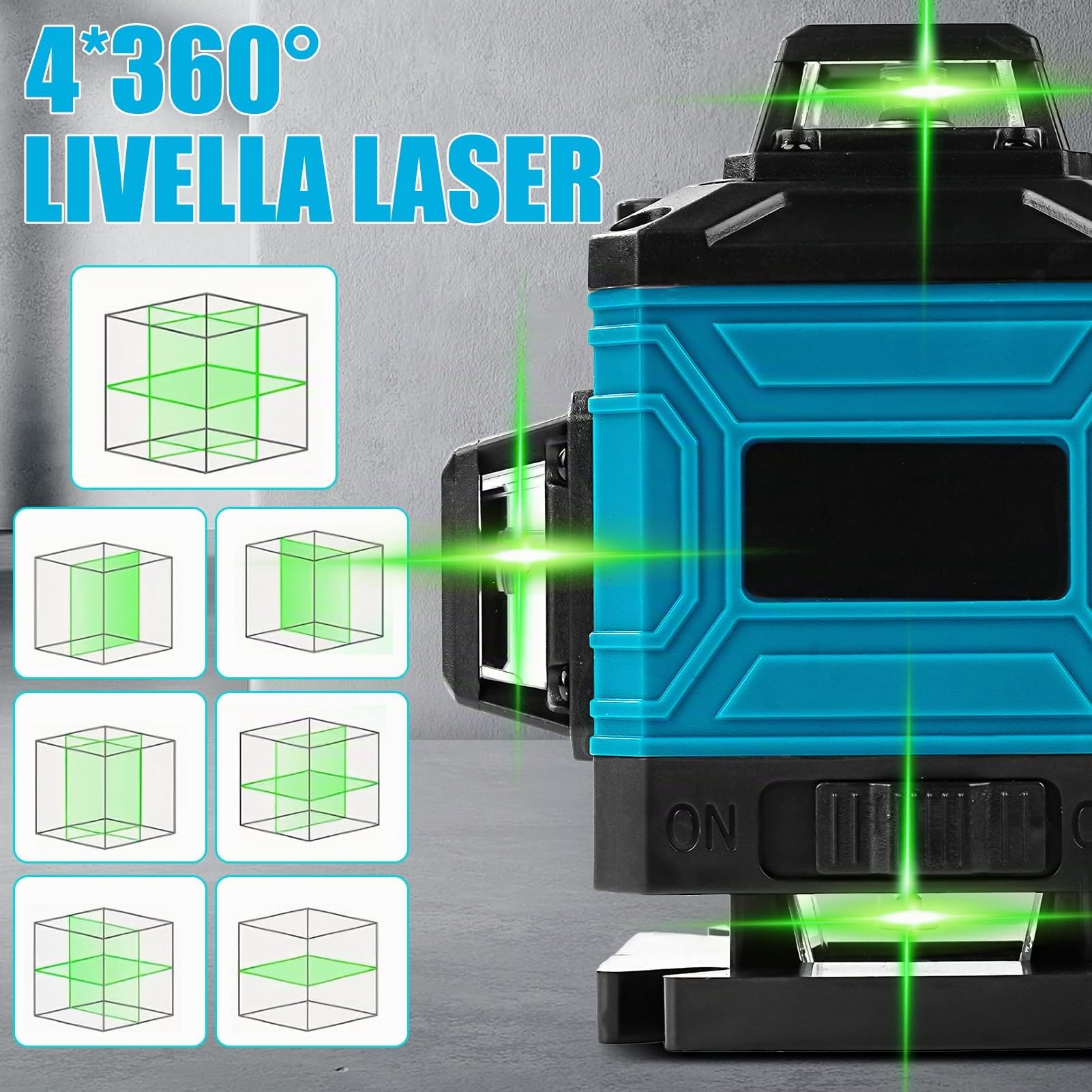 TICFOX Livella Laser 16 Linee 4x360 Verde Blu Autolivellante