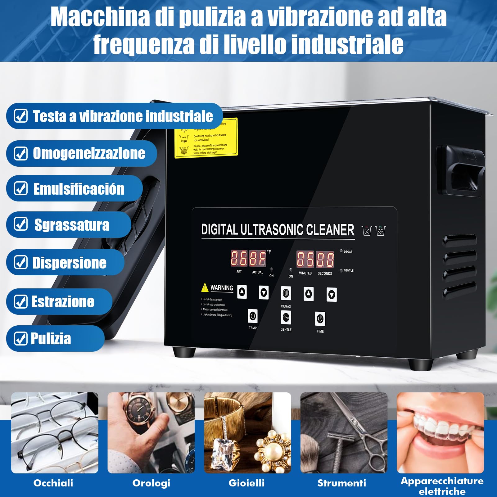 TICFOX pulitore ultrasuoni riscaldato 3L 120W