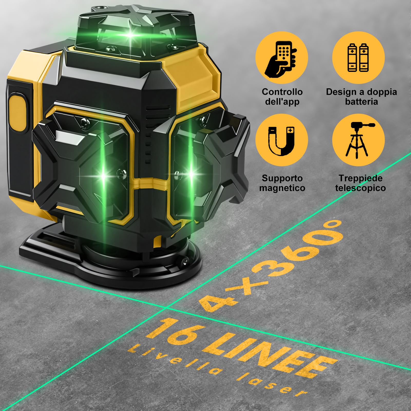 Ticfox Livella Laser 16 Linee Verde con Treppiede 1m