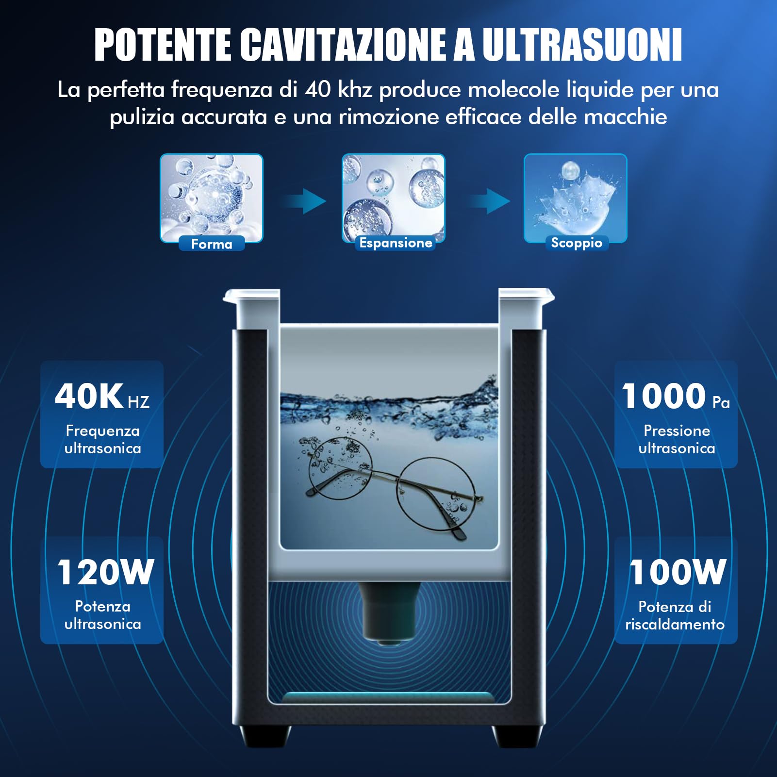 TICFOX pulitore ultrasuoni riscaldato 3L 120W