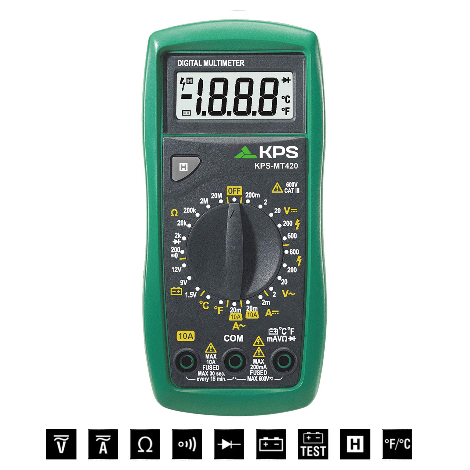 KPS MT420 Multimetro Digitale 600V 10A Temperatura