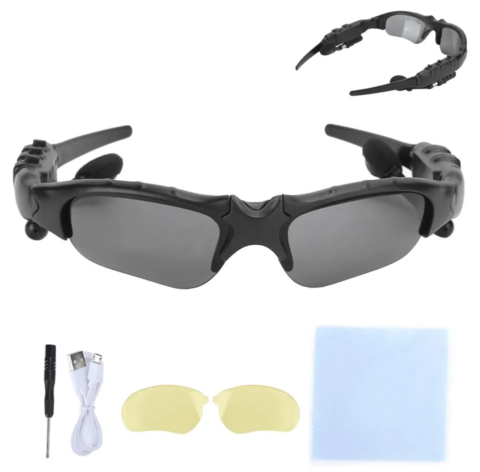 TICFOX Occhiali Sole Bluetooth Polarizzati Nero Giallo