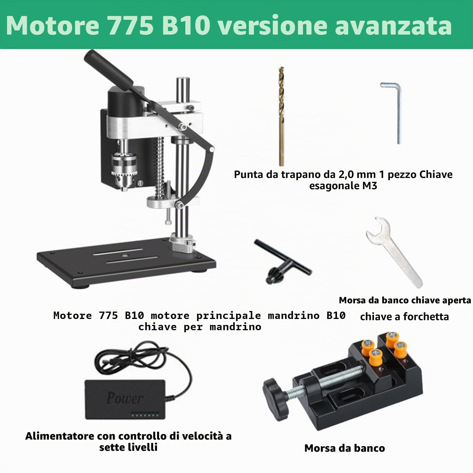 Ticfox 775 Mini Trapano a Colonna 300W 7 Marce