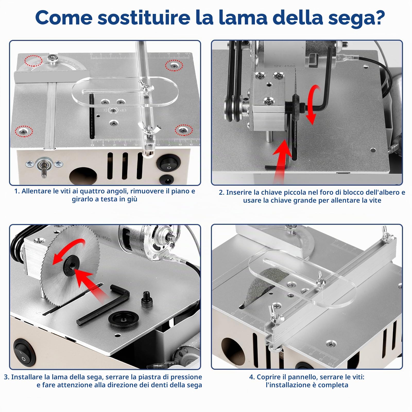 Ticfox Mini Sega Circolare Banco 96W 7 Velocità 4 Lame
