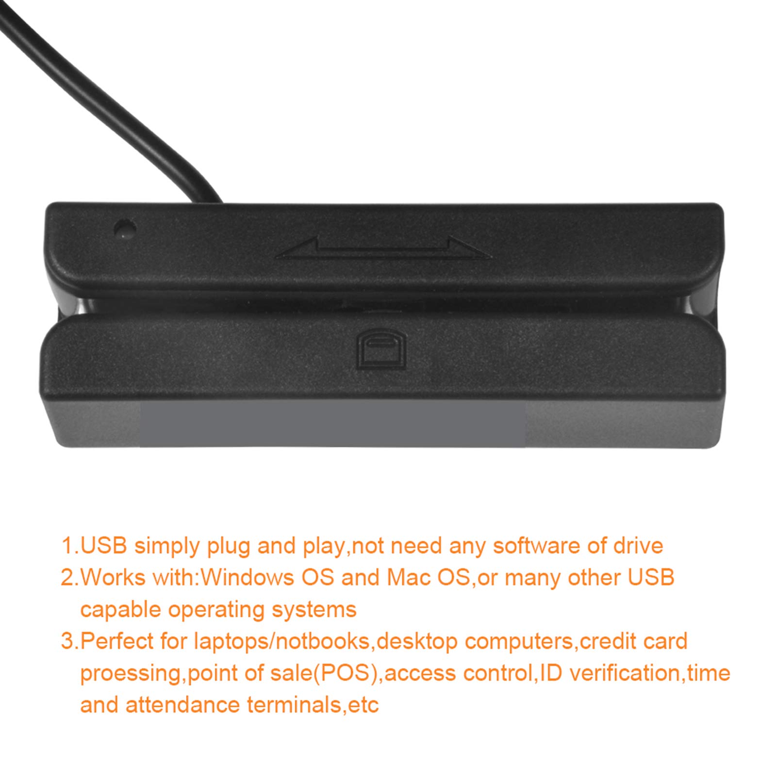 Ticfox MSR580 Lettore Banda Magnetica USB 3 Tracce