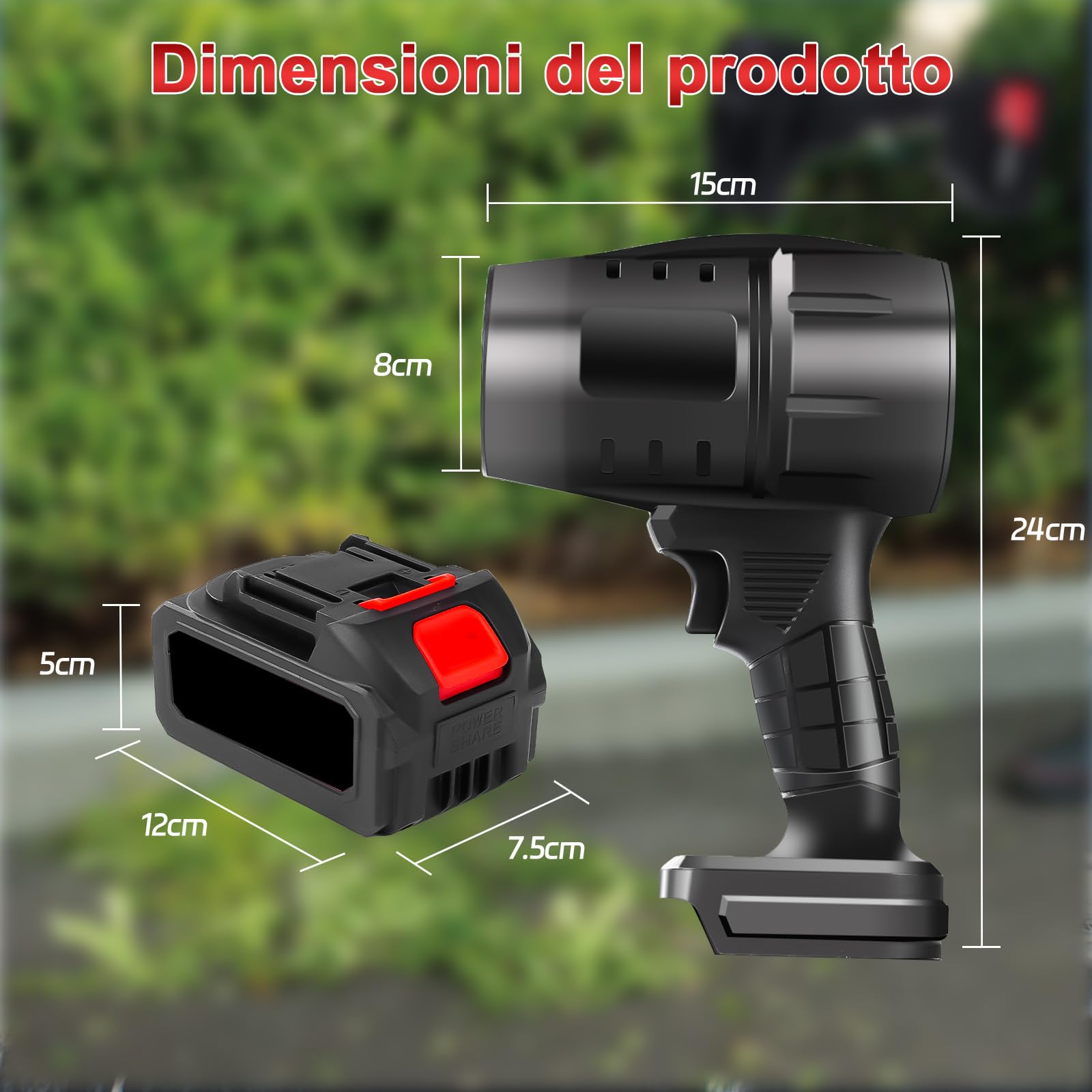 TICFOX Turbo Jet soffiatore aria 800W nero a batteria