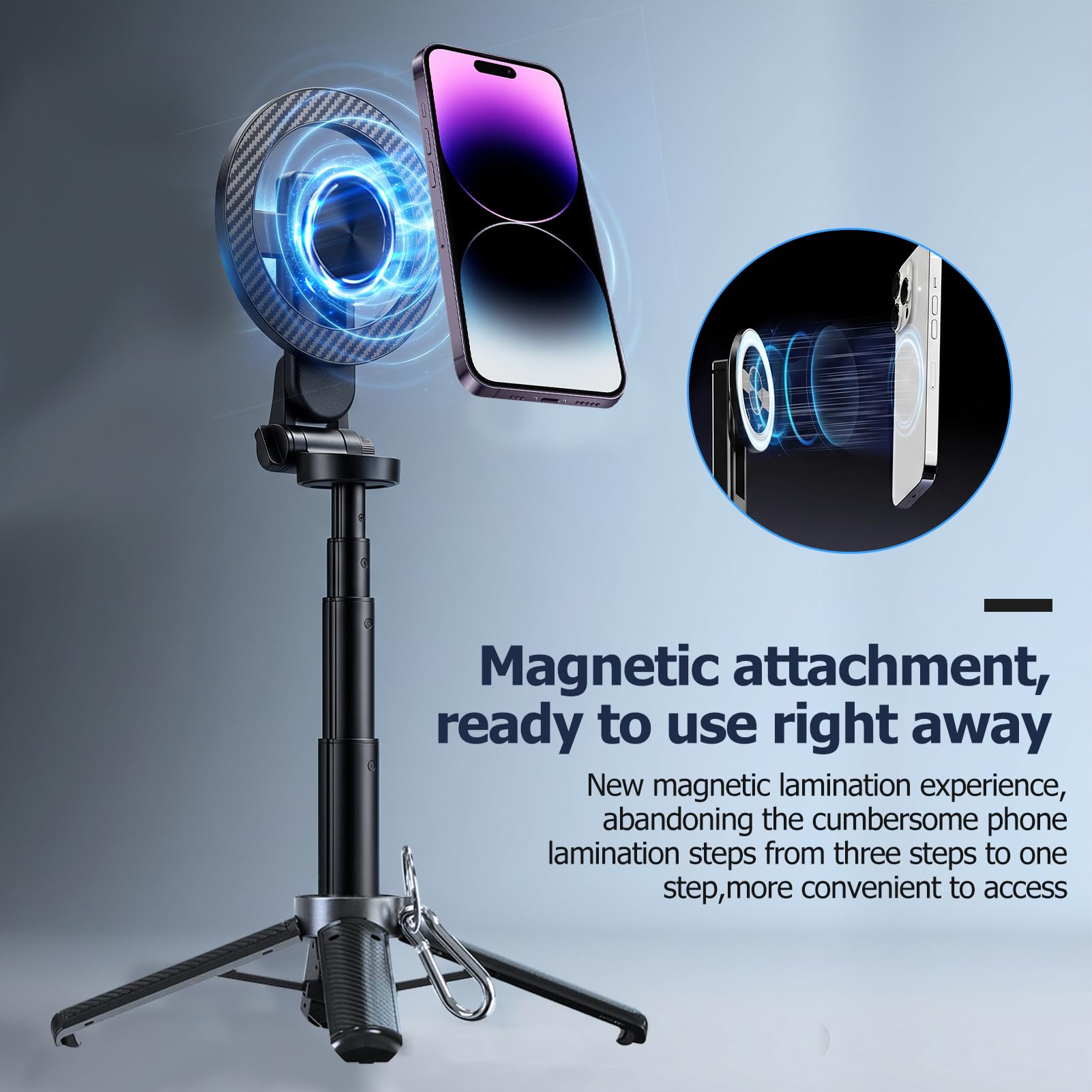 TICFOX Bastone Selfie Magnetico Bluetooth 440 mm con telecomando
