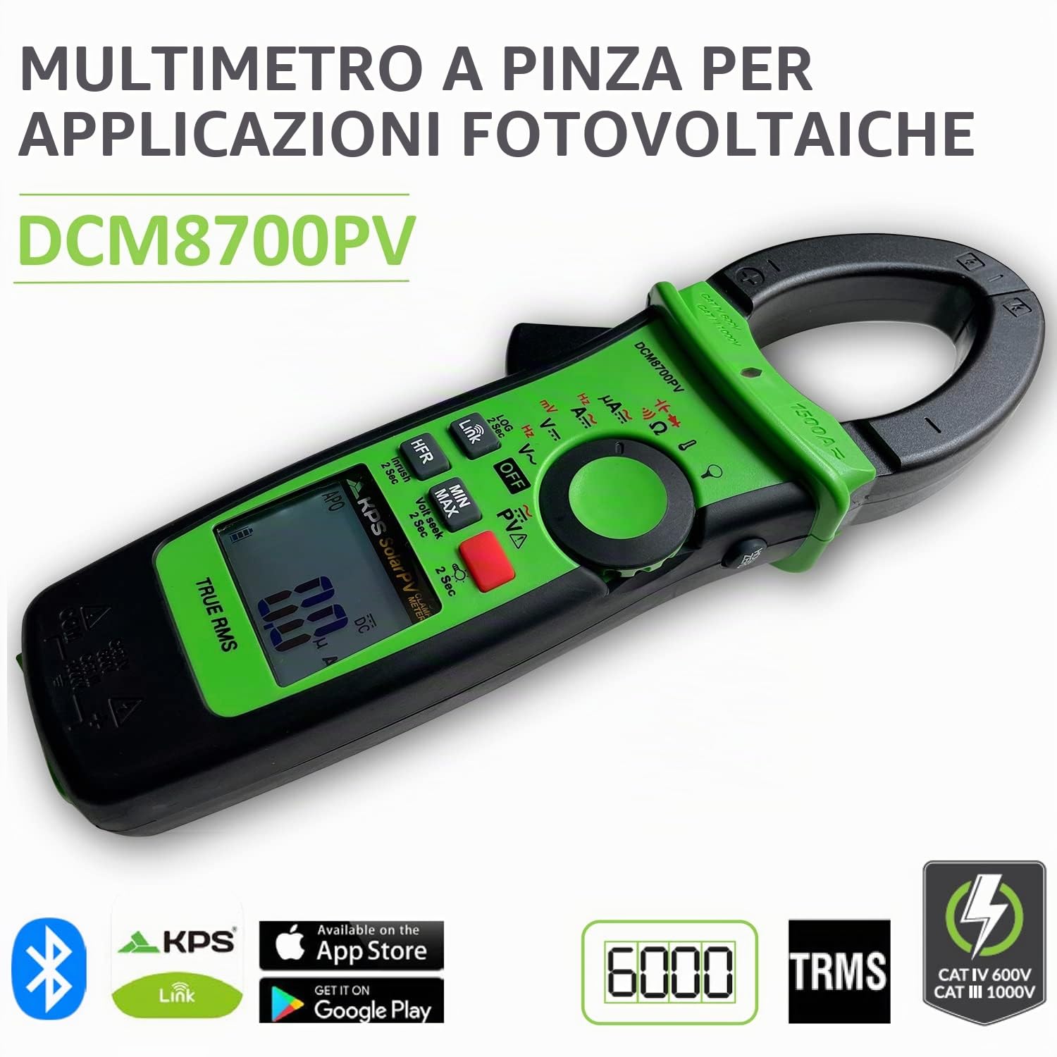 KPS DCM8700PV Pinza Amperometrica 2000V 1500A Bluetooth