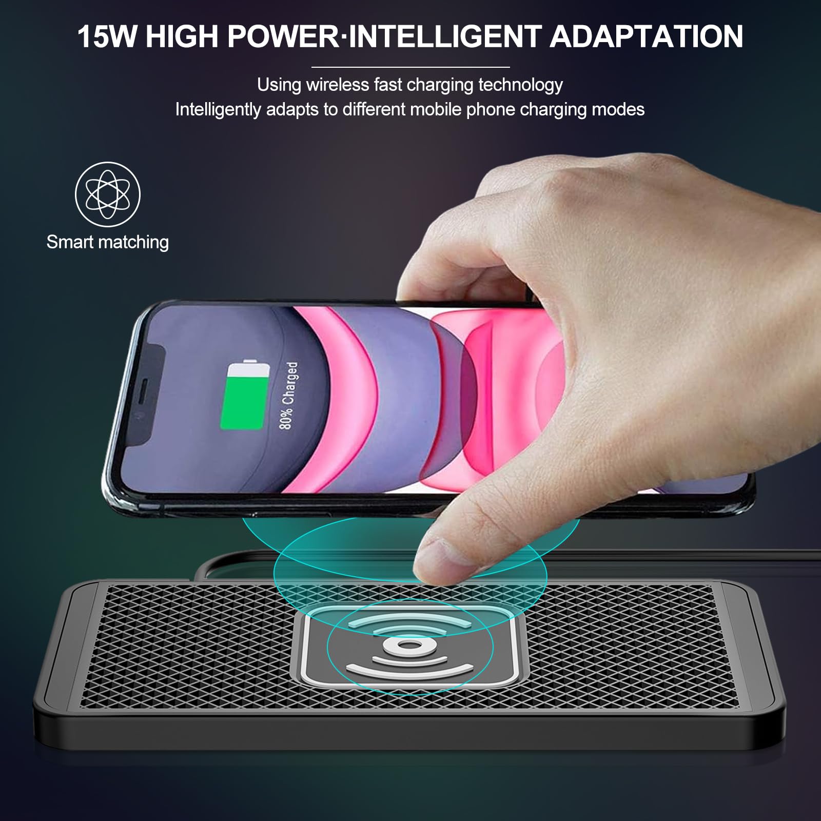 TICFOX tappetino ricarica wireless auto 15W antiscivolo