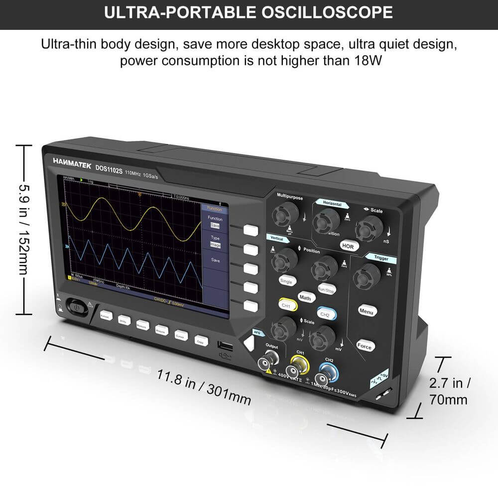 Hanmatek DOS1102S oscilloscopio da banco 2 canali 110MHz