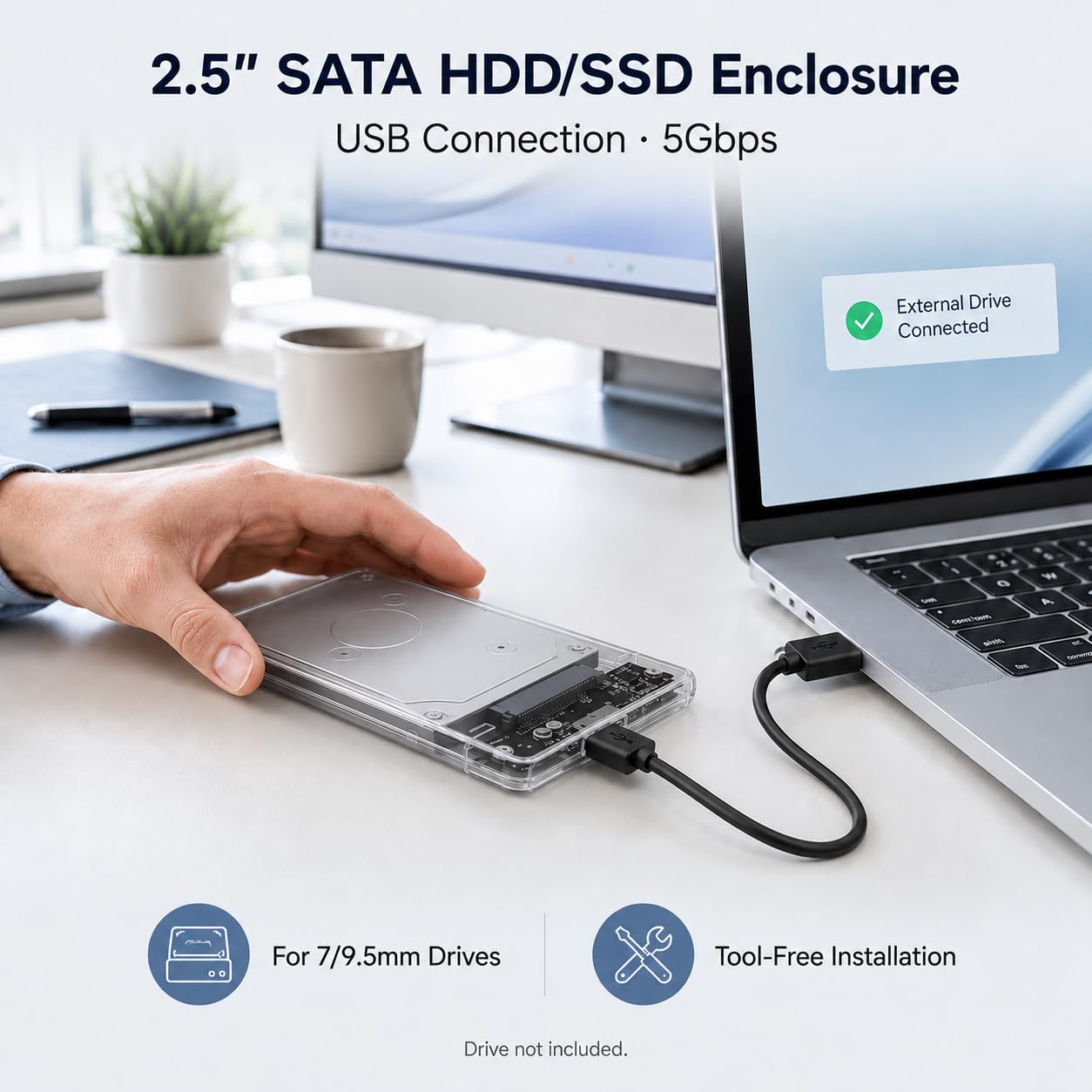 TICFOX Box Esterno Hard Disk 2,5" SATA USB 3.0 Trasparente