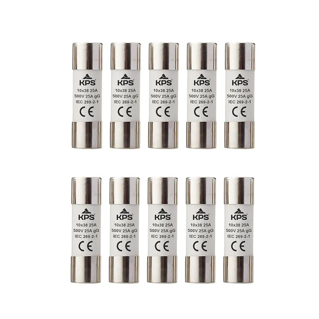 Kps Fusibili Cilindrici 10x38 25A GG 500V 20 Pezzi