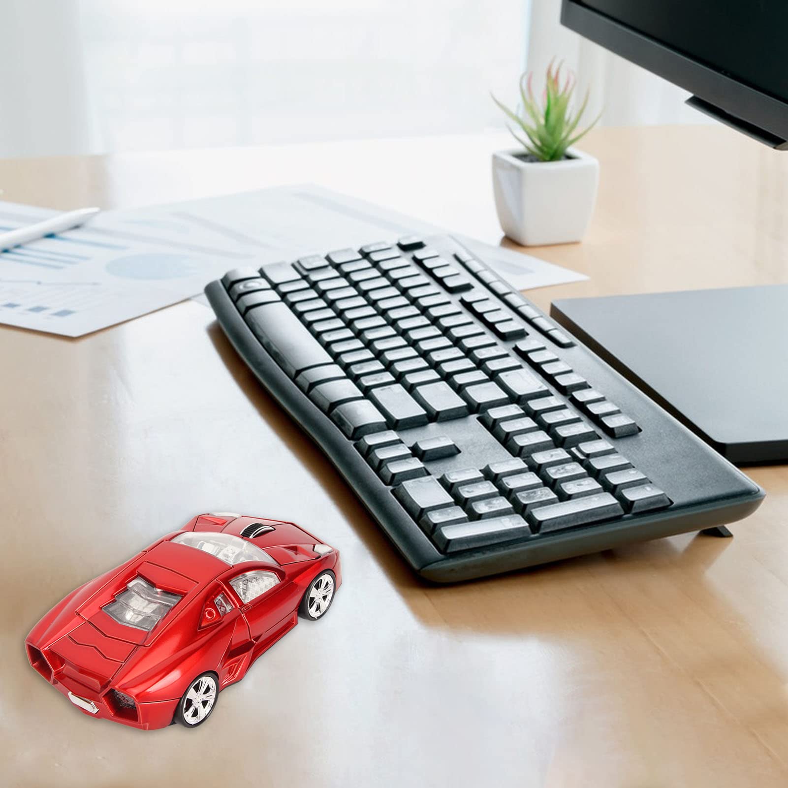 Ticfox mouse wireless auto sportiva rosso 1600 DPI