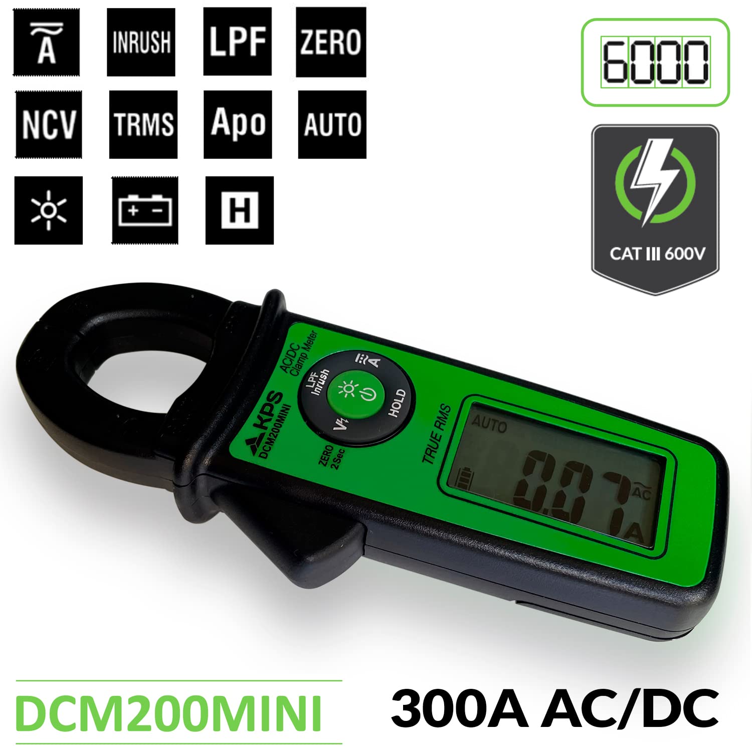 KPS DCM200MINI Pinza Amperometrica TRMS 300A AC/DC Mini