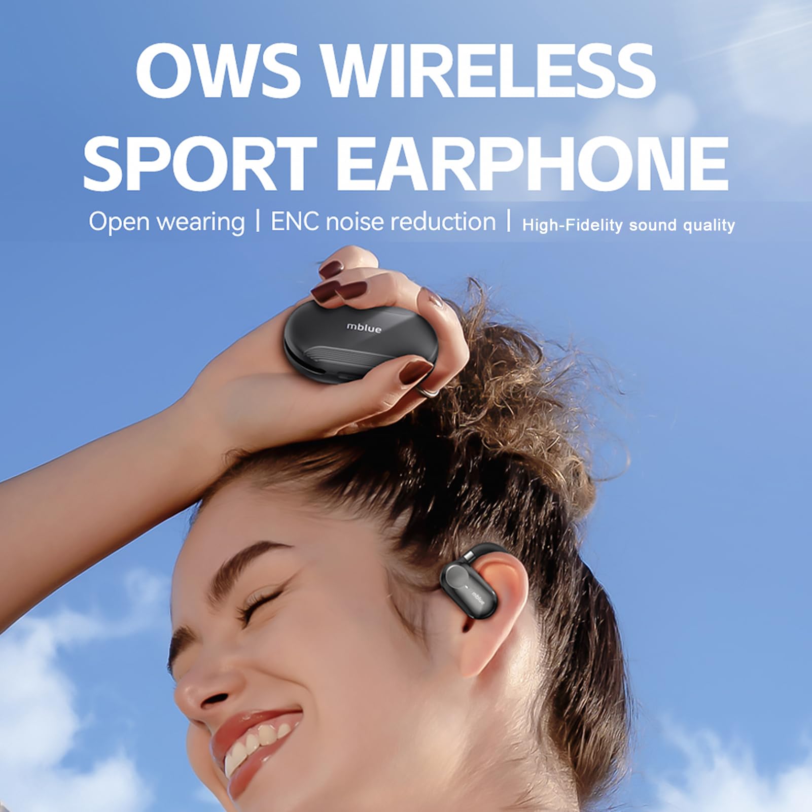 TICFOX H06 Auricolari Bluetooth Open Ear Nera 25 Ore