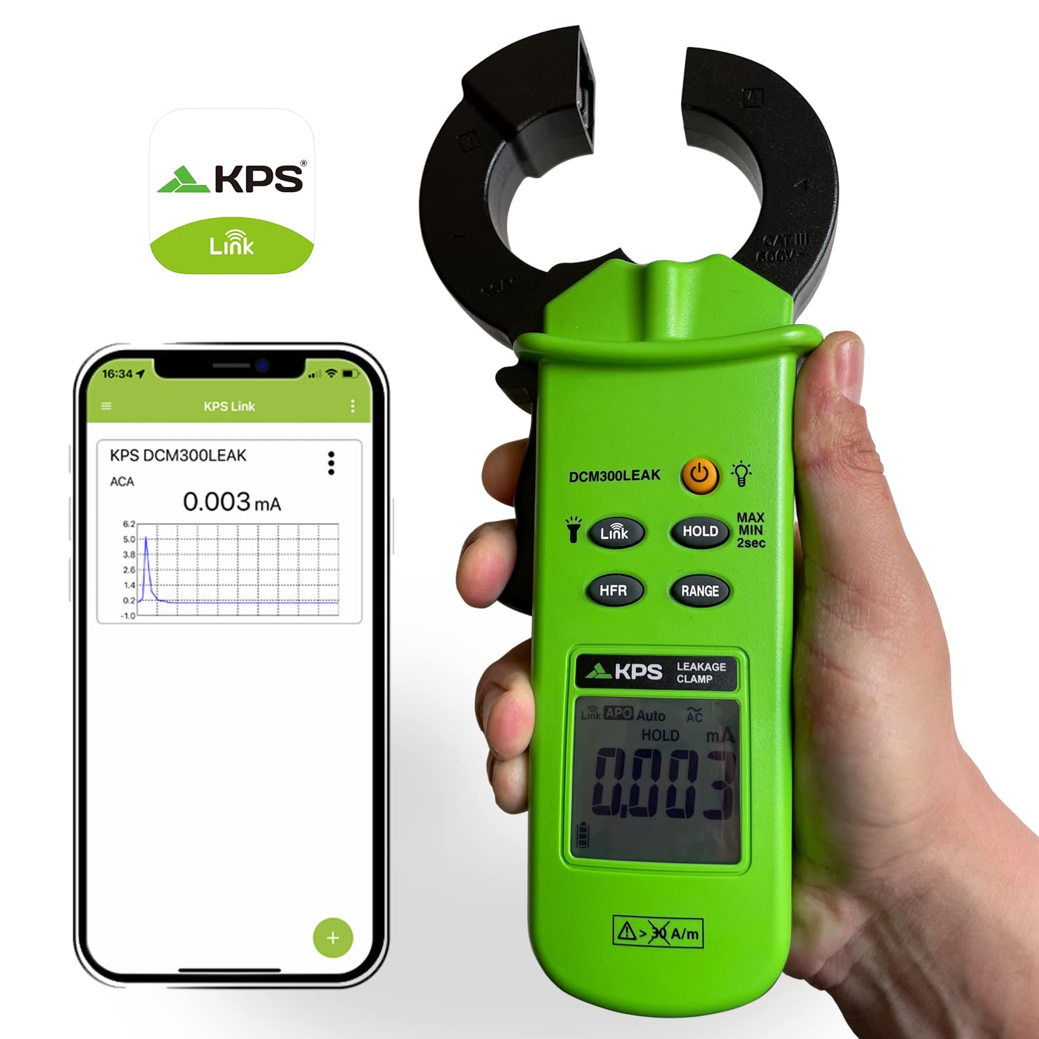 KPS DCM300LEAK pinza dispersione TRMS 60A Bluetooth LPF