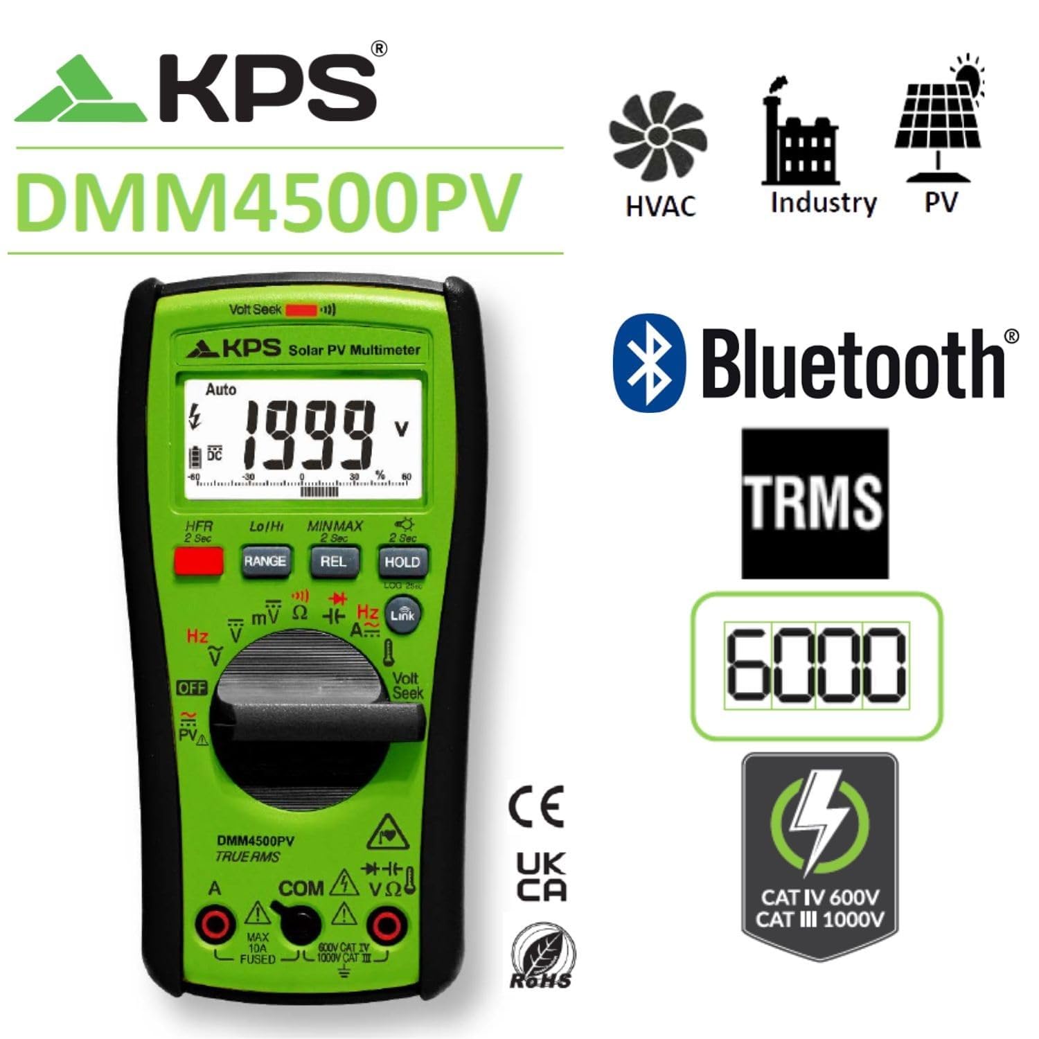 KPS DMM4500PV multimetro TRMS 2000V DC fotovoltaico