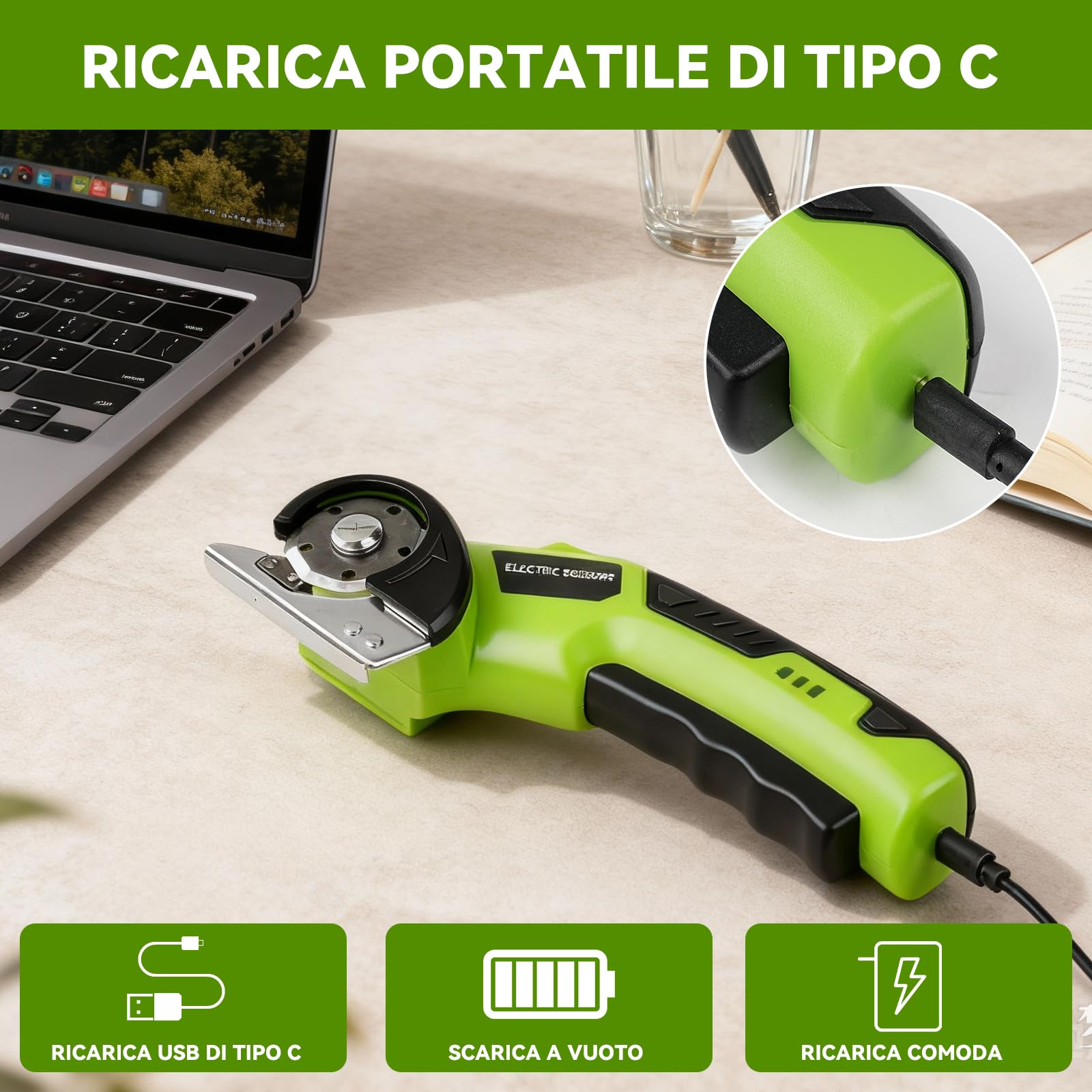 Ticfox Forbici Elettriche 4,2V Senza Fili 2 Lame