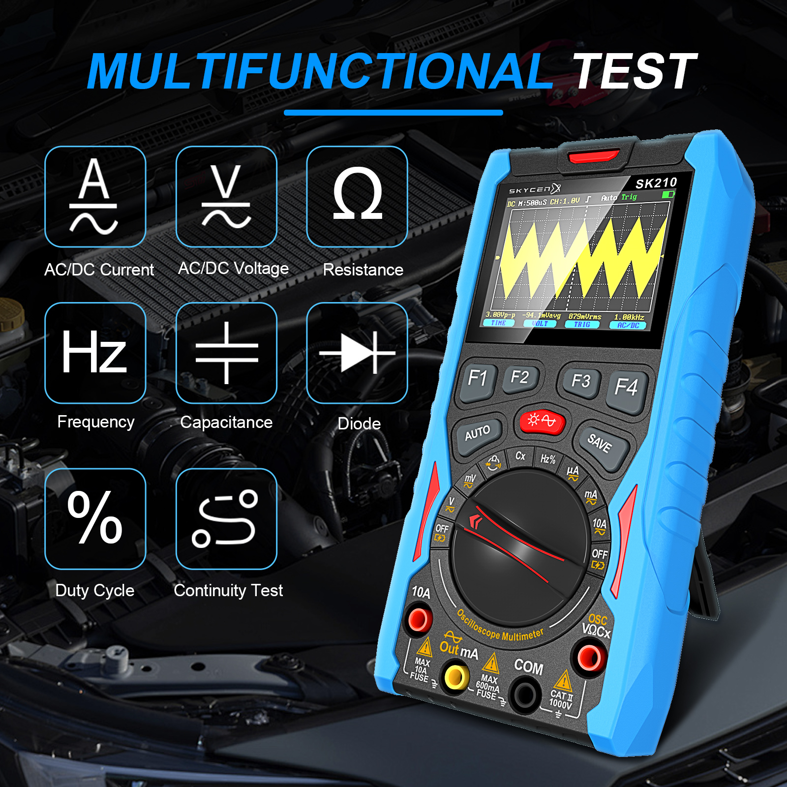 E-One SK210 Oscilloscopio Palmare Multimetro True RMS