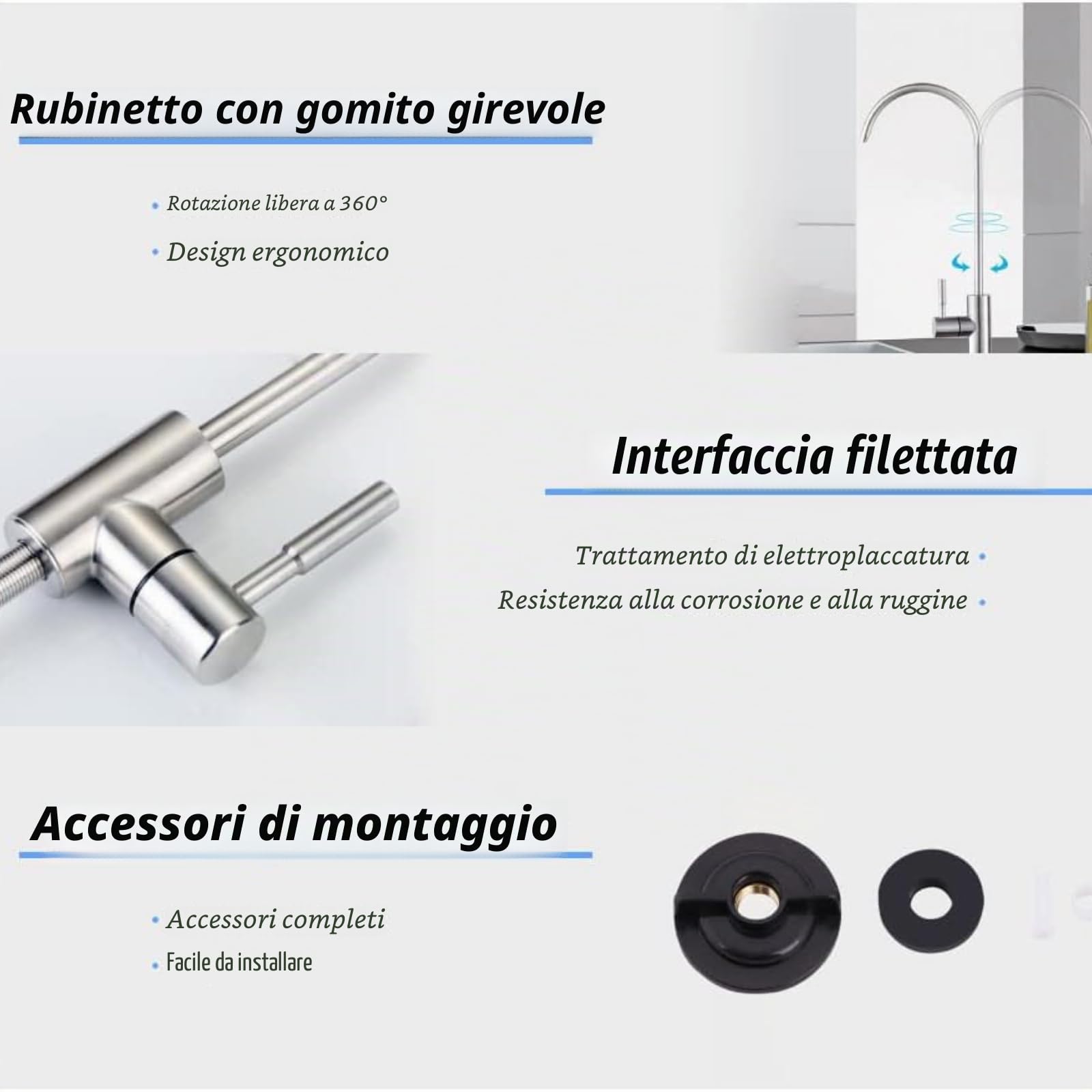 TICFOX Rubinetto Osmosi Inversa Acciaio Inox 1/4"
