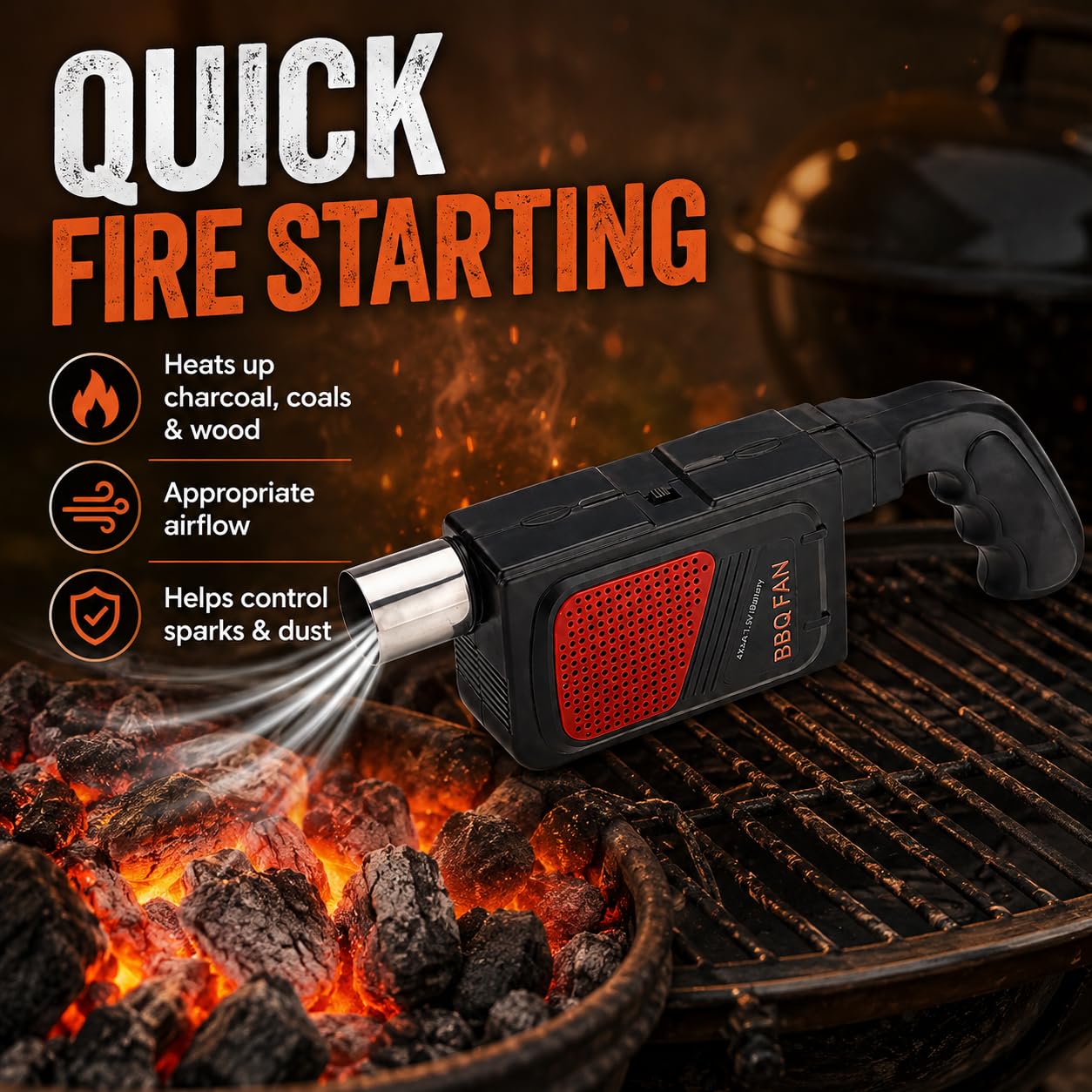 Ticfox Ventilatore Elettrico Barbecue Portatile Nero a Batteria