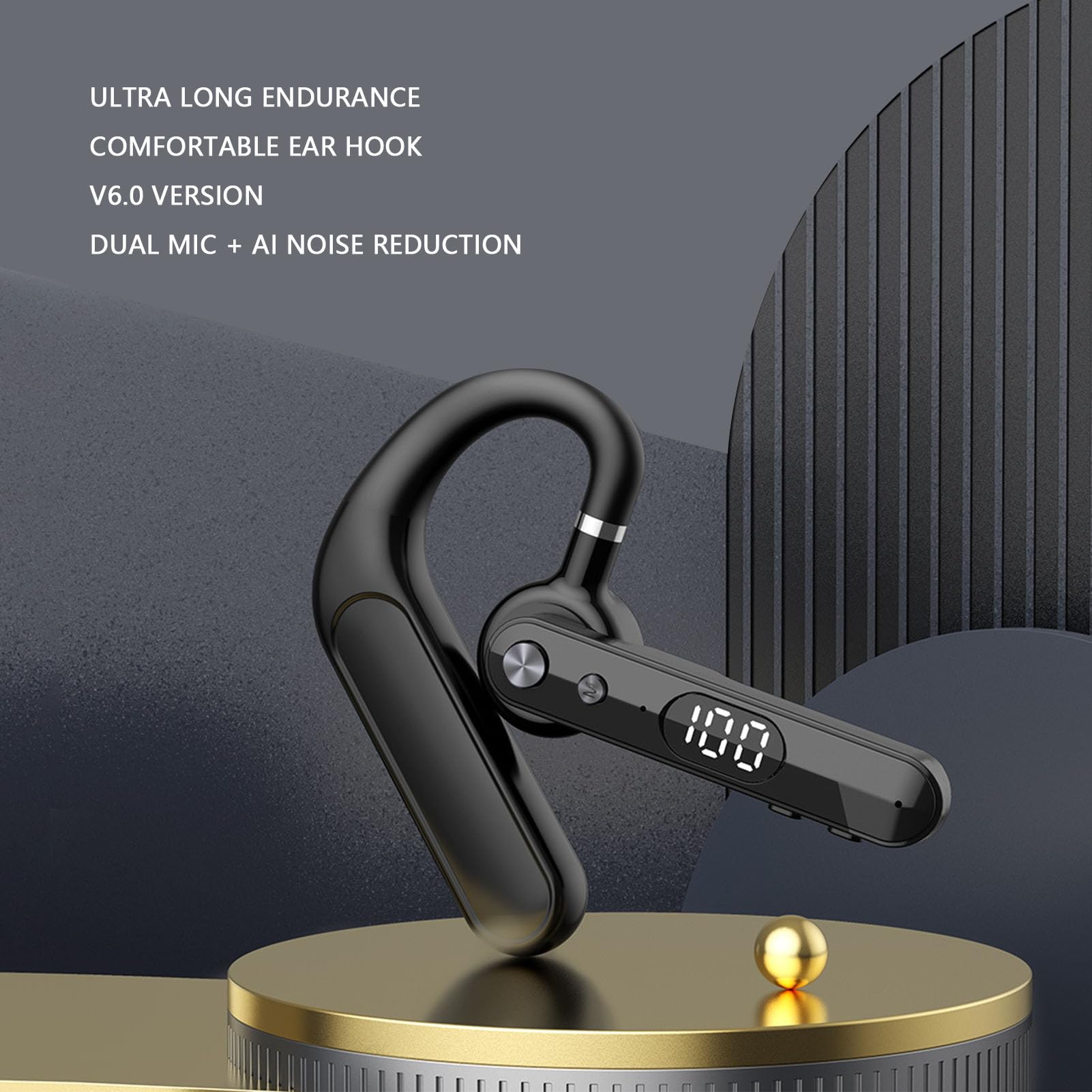 TICFOX Auricolare Bluetooth Singolo Open Ear 48H con Muto