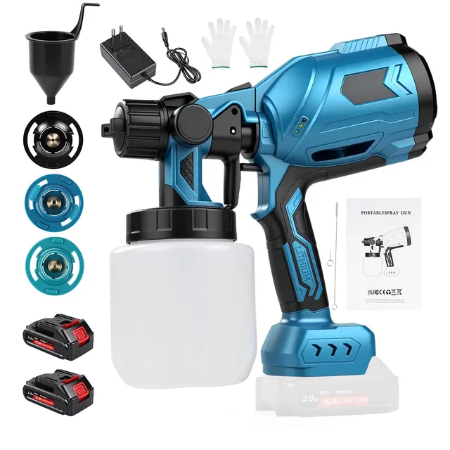 TICFOX Pistola a Spruzzo Batteria 1000 ml 3 Ugelli HVLP