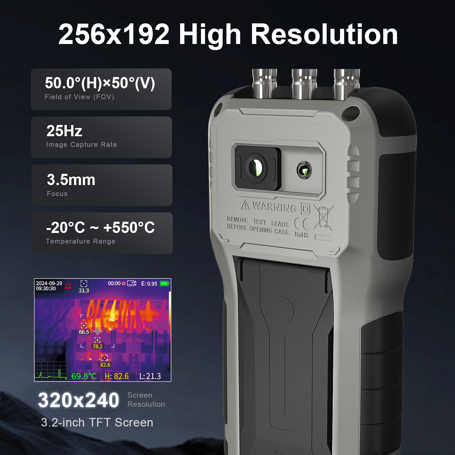 E-One TH202 Tester 4 in 1 Oscilloscopio Termocamera 70MHz