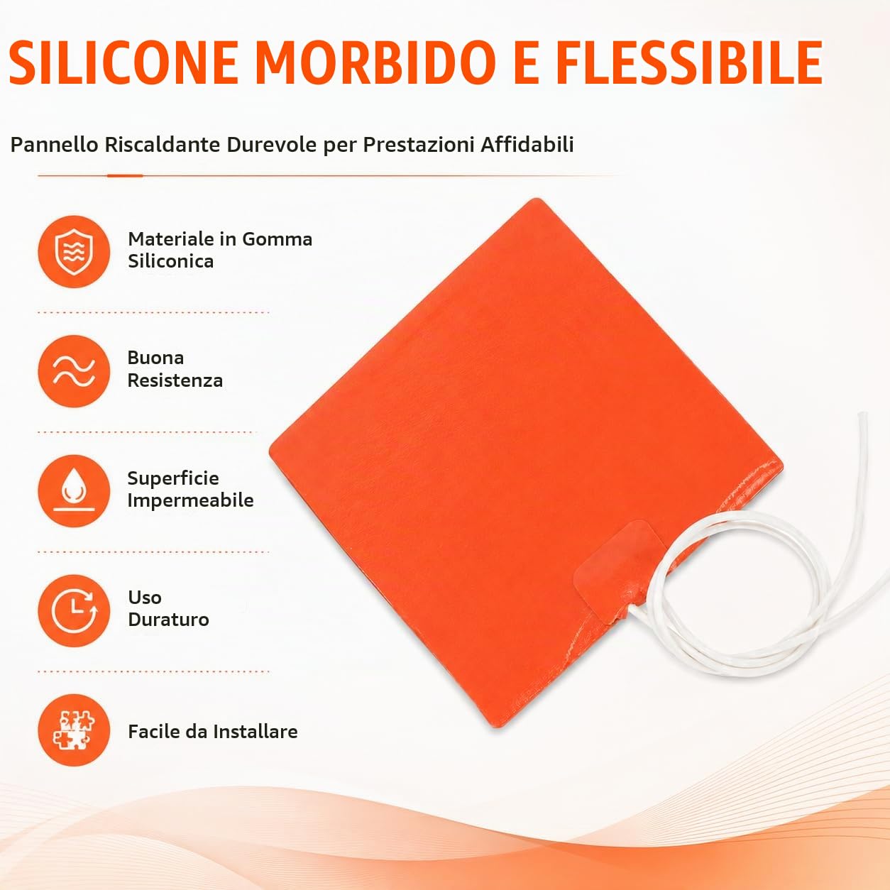 TICFOX Piastra Riscaldante Silicone 100x120mm 12V 12W 60°C