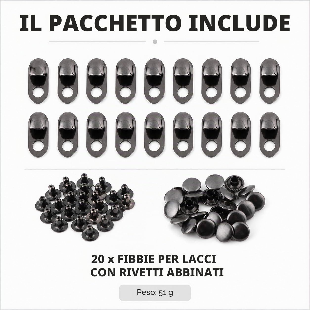 TICFOX ganci per stivali con rivetti 20 pezzi riparazione