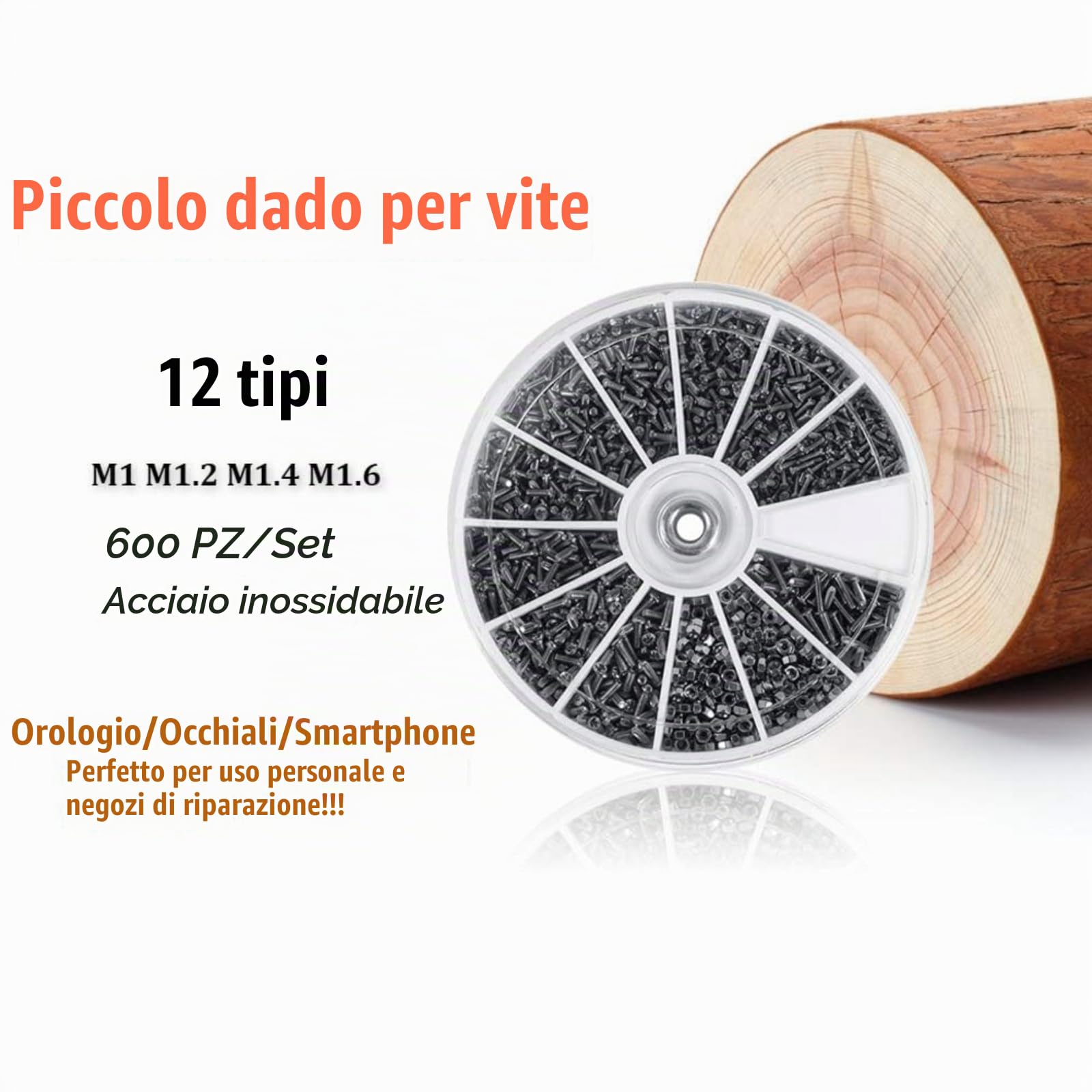 TICFOX kit mini viti dadi inox 600 pezzi M1-M1.6