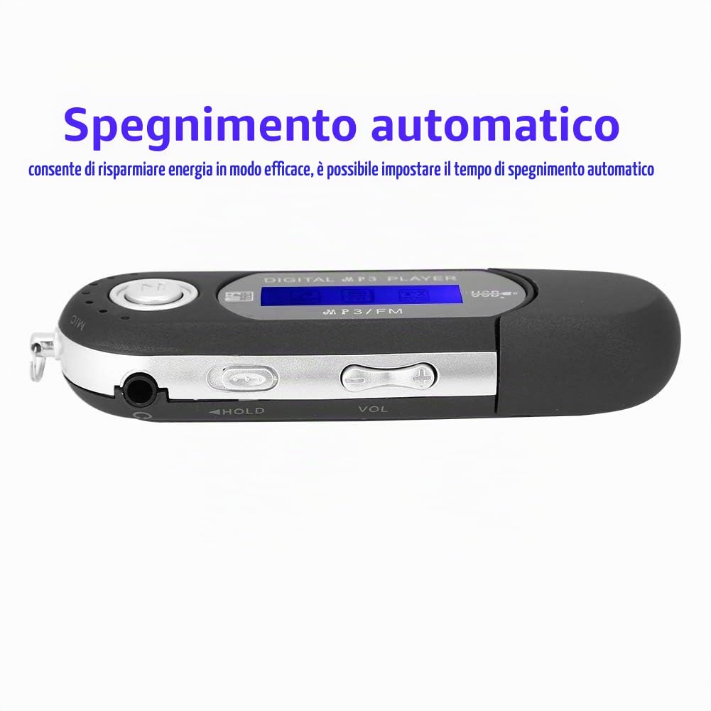 Ticfox Lettore Mp3 Mini Usb Nero Radio FM 32GB